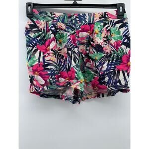 H&M Women's Multicolor Floral Print Relaxed-Fit Pull-On Casual Shorts SZ S